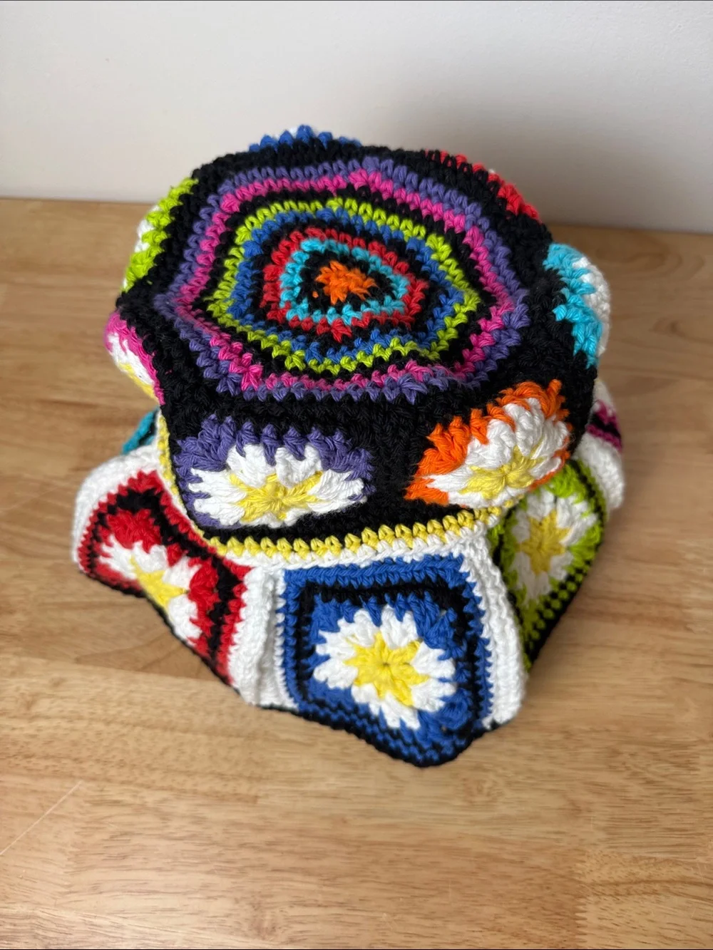 Handmade Crochet Floral Bucket Hat - Multicolor